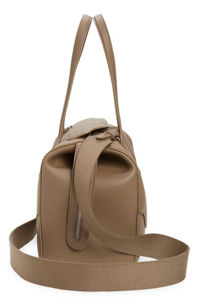 Shop Loro Piana Medium Sesia Happy Day Calfskin Satchel In Warm Mastic