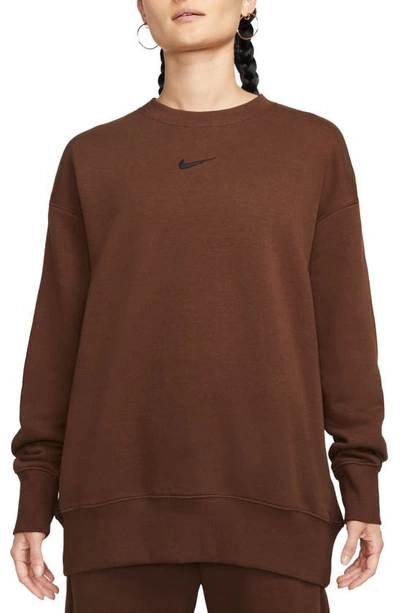 Nike Women's Sportswear Phoenix Fleece Oversized Crewneck Sweatshirt In  Brown | ModeSens