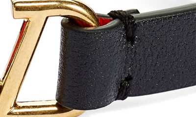 Shop Valentino Vlogo Leather Bracelet In Nero/ Rouge Pur