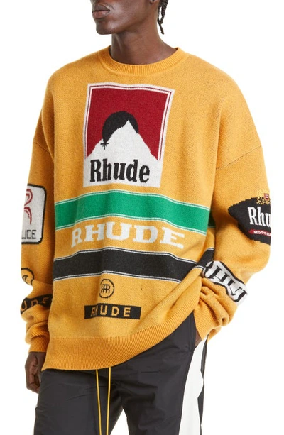 Shop Rhude Ayrton Wool & Cashmere Sweater In Mustard Multi