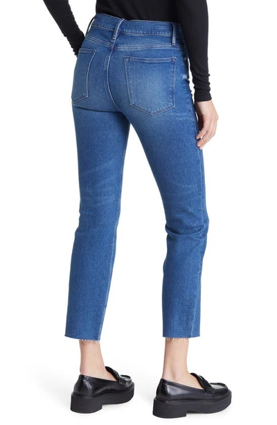 Shop Frame Le High Waist Raw Hem Straight Leg Jeans In Huntdale