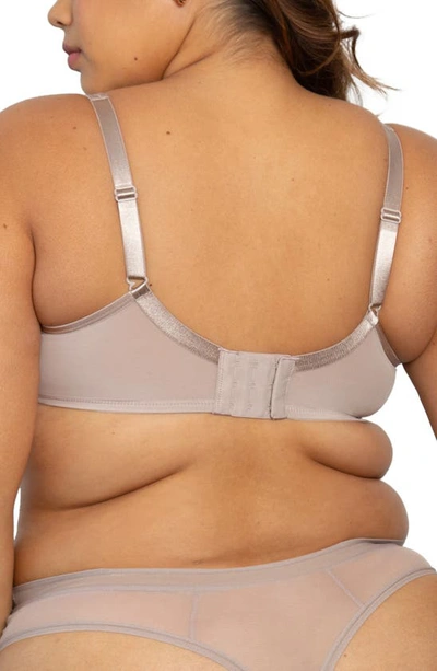 Curvy Couture Underwire Plunge Bra In Bark