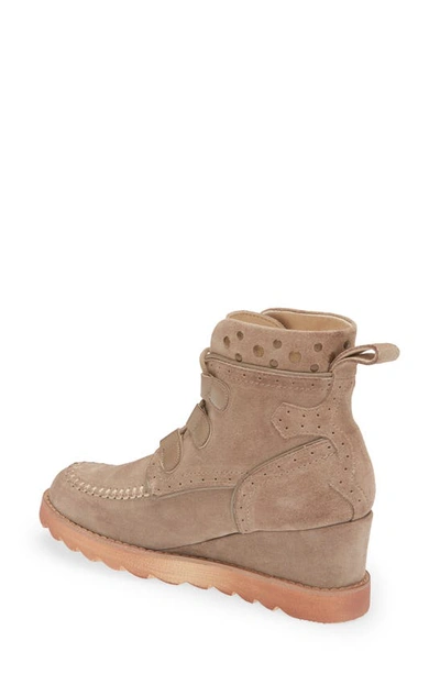 Shop Chocolat Blu Myla Wedge Boot In Taupe Suede