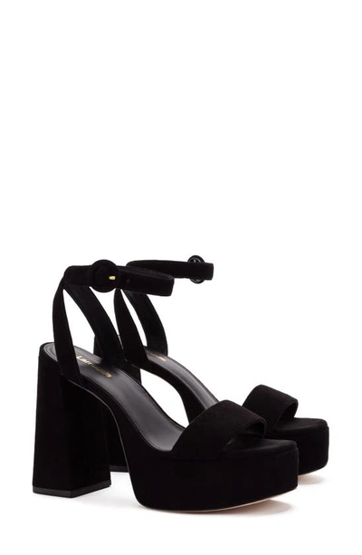 Shop Larroude Dolly Ankle Strap Platform Sandal In Black