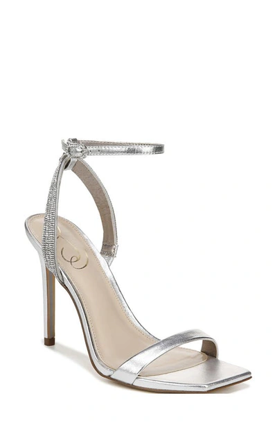 Shop Sam Edelman Ophelia Ankle Strap Sandal In Soft Silver