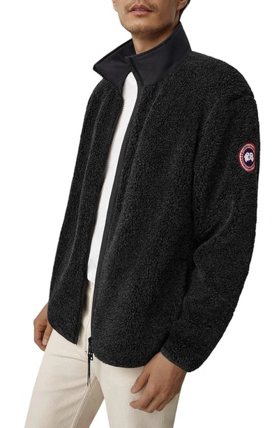 Shop Canada Goose Kelowna Wool Blend Fleece Jacket In Black - Noir