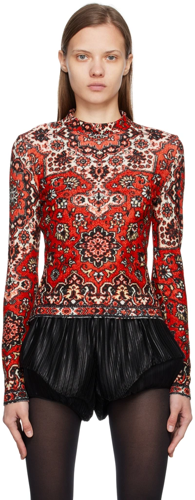 Shop Moschino Red Rug Print Sweater In J1115 Fantasy Print