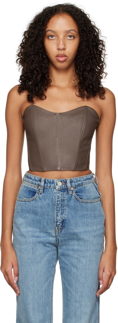 The Mannei Oviedo Corset Leather Top In Grey