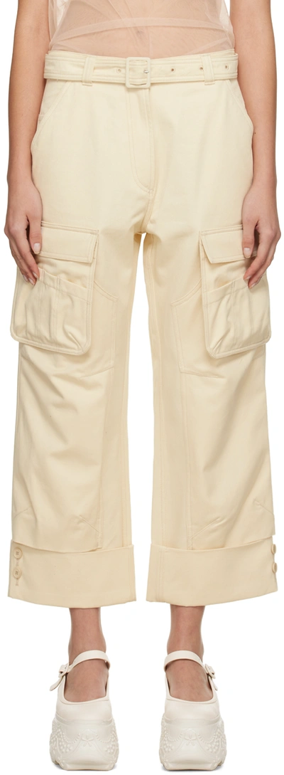 Shop Simone Rocha Beige Cargo Trousers In Cream