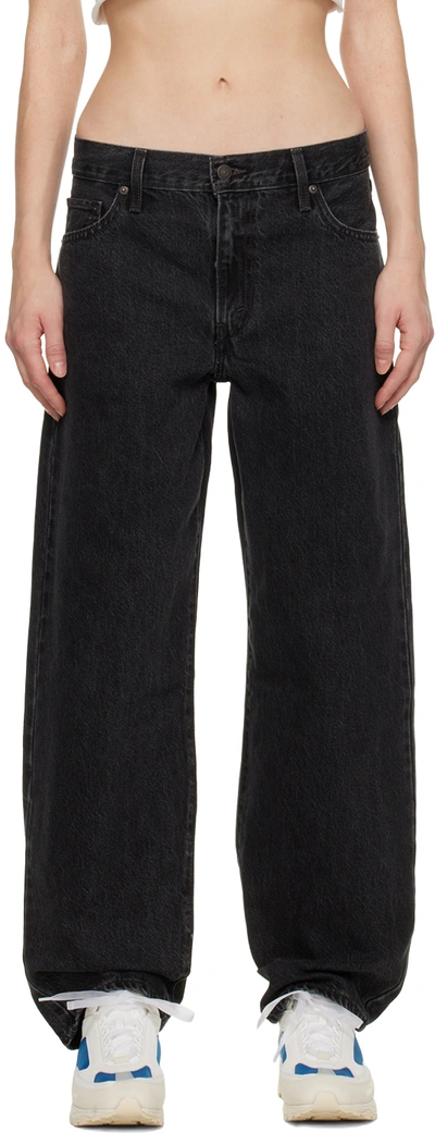 Shop Levi's Black Baggy Dad Jeans In Z5998 Black Stonewas