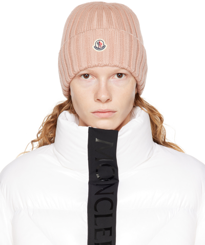 Shop Moncler Pink Rolled Brim Beanie In 513 Pink