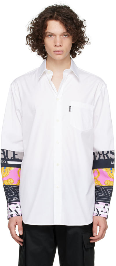 Shop Versace White La Greca Shirt In 2w580 Bianco+stampa
