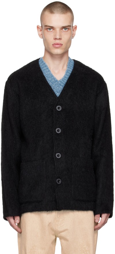 Shop Our Legacy Black Brushed Cardigan In Black Mohair
