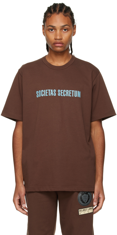 Shop Helmut Lang Brown 'societas' T-shirt In Chocolate - Qb7