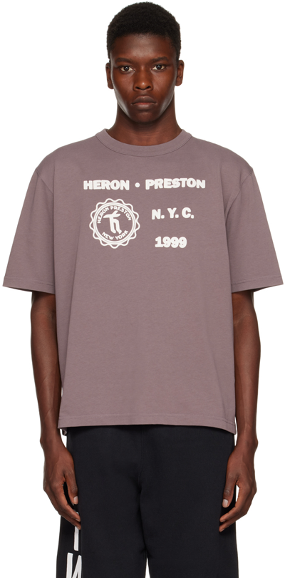Shop Heron Preston Purple Medieval Heron T-shirt In Greywhite
