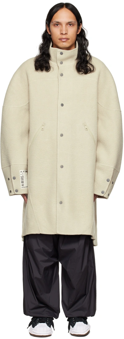 Shop A. A. Spectrum Beige Manua Coat In Putty Grey