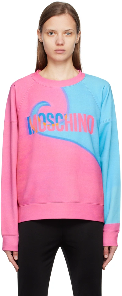 Shop Moschino Pink & Blue Projection Print Sweatshirt In Fantasy Print Only O