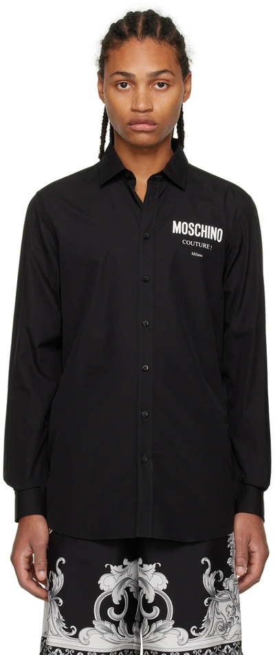 Shop Moschino Black 'couture' Shirt In A1555 Fantasy Print