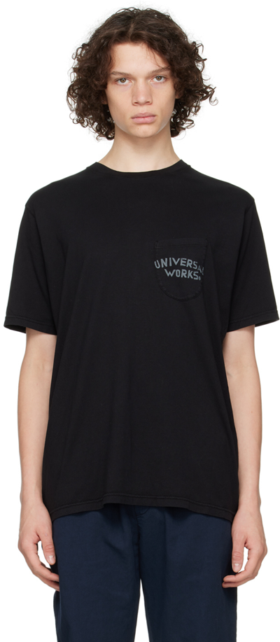 Shop Universal Works Black Print Pocket T-shirt