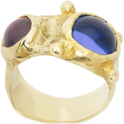 Shop Mondo Mondo Gold Pulp Ring In Blue/lavend