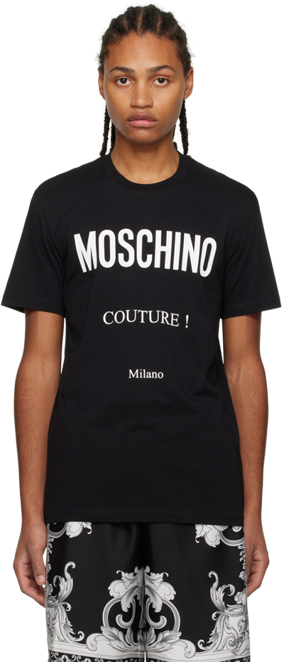 Shop Moschino Black 'couture' T-shirt In A1555 Fantasy Print