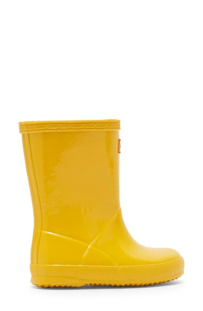 Shop Hunter Kids' First Gloss Waterproof Rain Boot In Yellow / Yellow