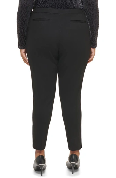 Shop Calvin Klein Ponte Pleat Front Slim Leg Pants In Black