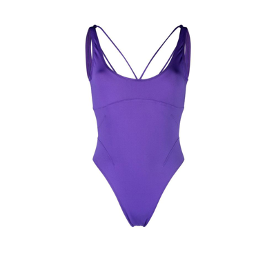 Shop Jacquemus Purple Le Maillot Signature Swimsuit