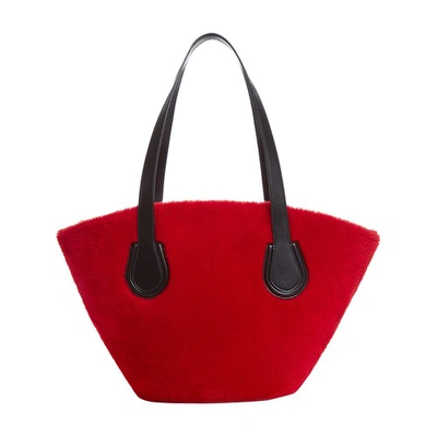 Shop Mark Cross Arc Shearling Tote In Mc_red
