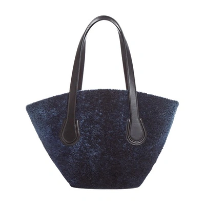 Shop Mark Cross Arc Shearling Tote In Navy