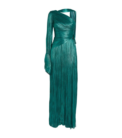 Shop Maria Lucia Hohan One-shoulder Asymmetric Gown In Green