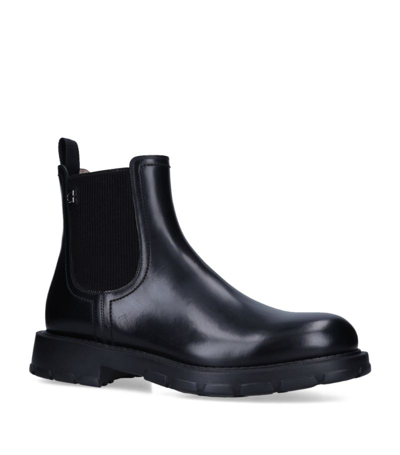 Shop Ferragamo Leather Magnum Chelsea Boots In Black