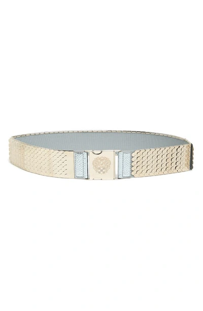 Shop Vince Camuto Stretch Scaled Metal Belt In Silver