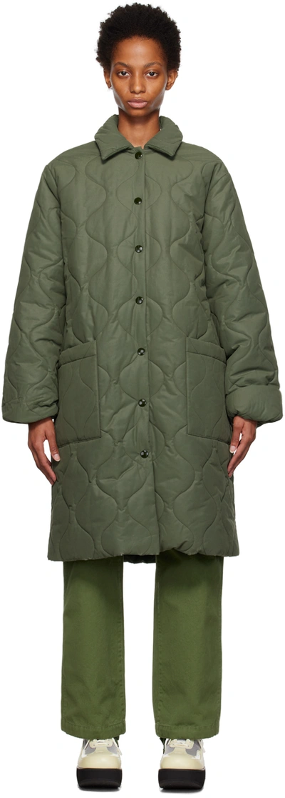 Shop Apc Green Sarah Coat In Jac Military Khaki