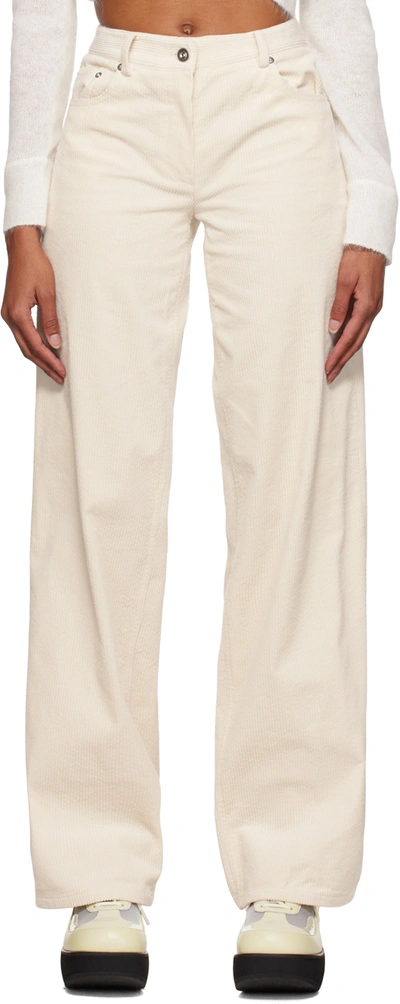Shop System Off-white Corduroy Trousers In Cream