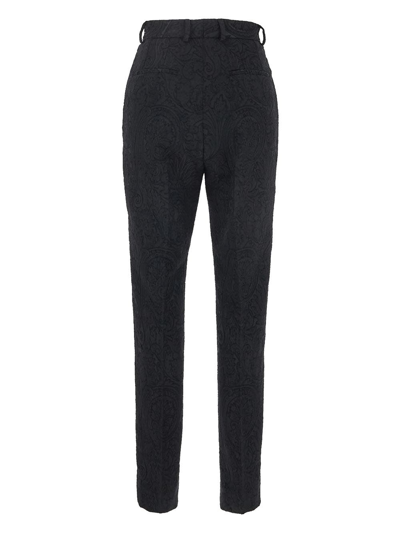 Shop Dolce & Gabbana High-waisted Ornamental Jacquard Pants In Black