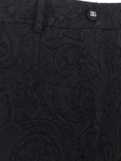 Shop Dolce & Gabbana High-waisted Ornamental Jacquard Pants In Black