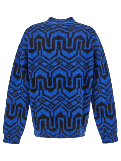 Shop Moncler Oversize Knit Sweater In Blue
