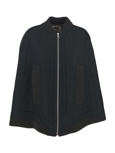 Ports 1961 Shawl-neck Ribbed-trim Wool Cape In Green