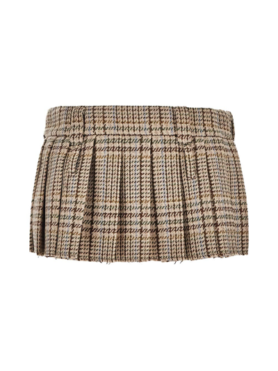 Shop Miu Miu Mini Skirt In Beige