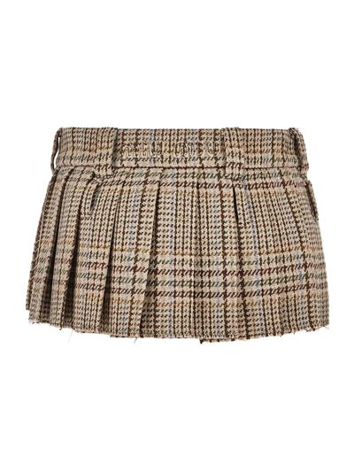 Shop Miu Miu Mini Skirt In Beige