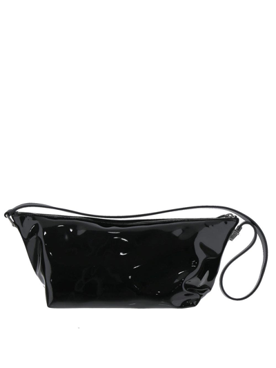 Shop Saint Laurent Black Printed Logo Shoulder Bag