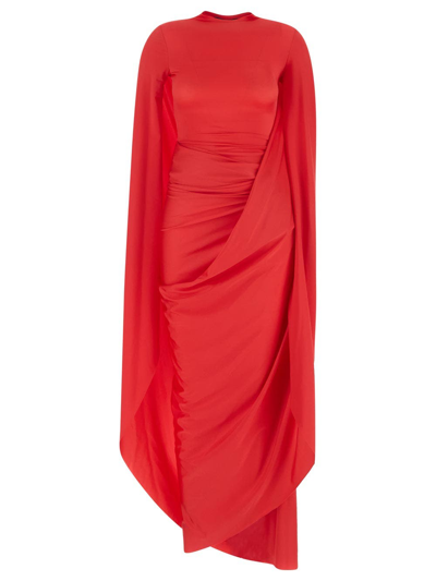 Shop Balenciaga Draped Dress In Red