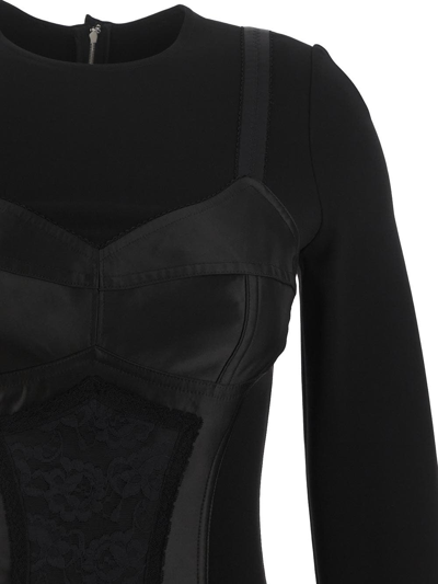 Shop Dolce & Gabbana Corset Dress In Black