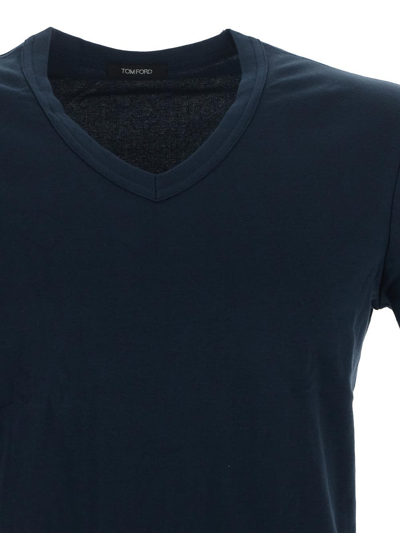 Shop Tom Ford Underwear V-neck Blue T-shirt