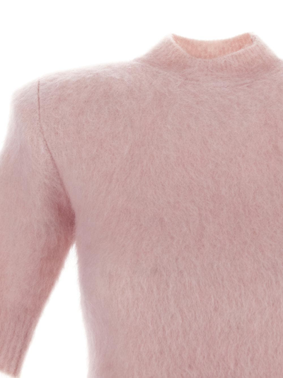 Shop Sportmax Cropped Mohair Sweater In Pink