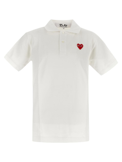 Shop Comme Des Garçons Play Logo Embroidered Polo In White