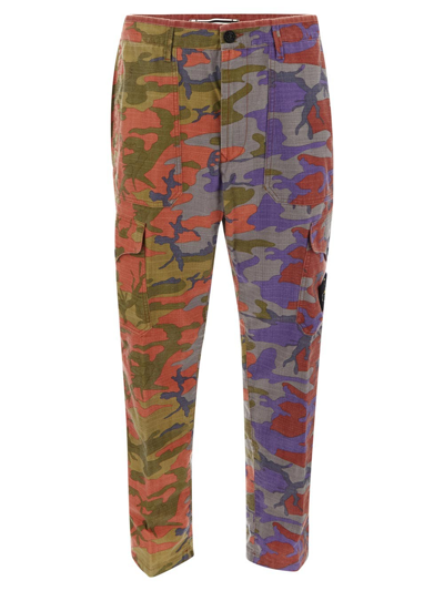 Shop Stone Island Cargo Trousers In Multicolor