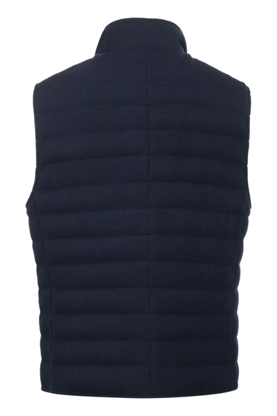 Shop Brunello Cucinelli Cashmere Knit Lightweight Down Vest In Blue