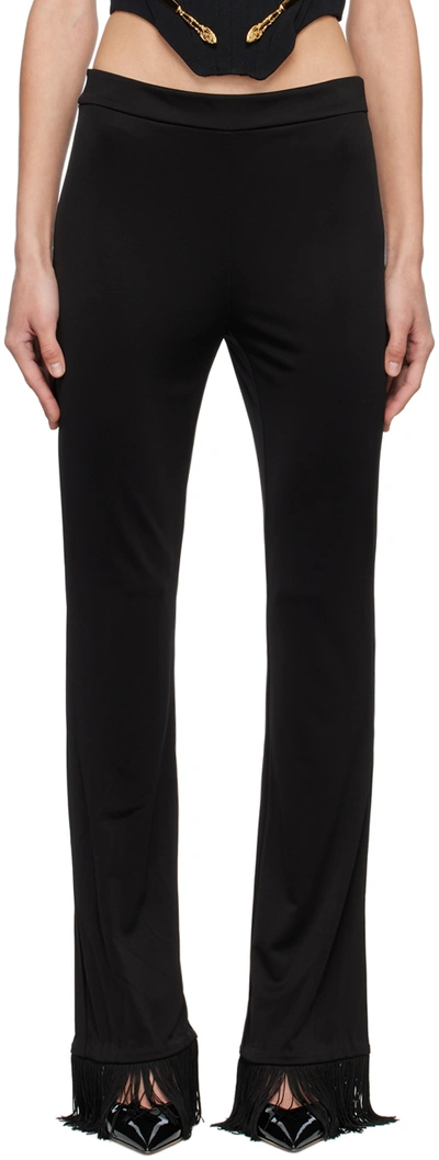 Shop Moschino Black Fringed Trousers In J0555 Black